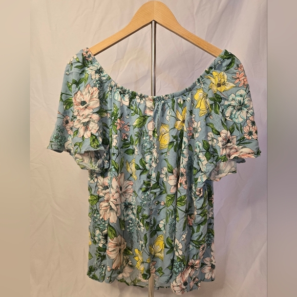 Torrid Size 1 Floral Flutter Short Sleeve Blouse - Picture 3 of 8